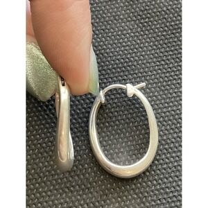 Signed Monet 925 Sterling Hoop Earrings Vintage Estate Jewelry